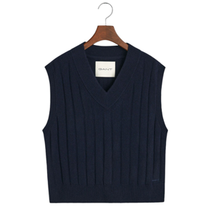 Gant Wide Ribbed Wool V Neck Vest